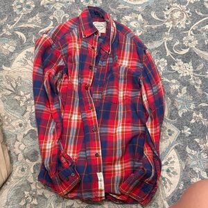 St. John's Bay Red and Blue Plaid Casual Shirt